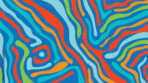 abstract fluid zebra motif in blue red and orange color background vector EPS10