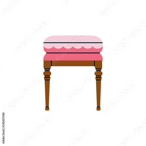 Illustration of a stool, ottoman. Antique furniture, Renaissance style. For museum and palace interiors. Room decoration. Hand draw vector illustration isolated on white background.
