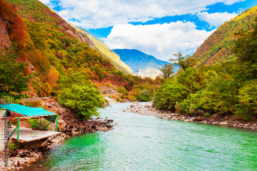 Bzyb river, caucasus mountains landscape, Abkhazia photo