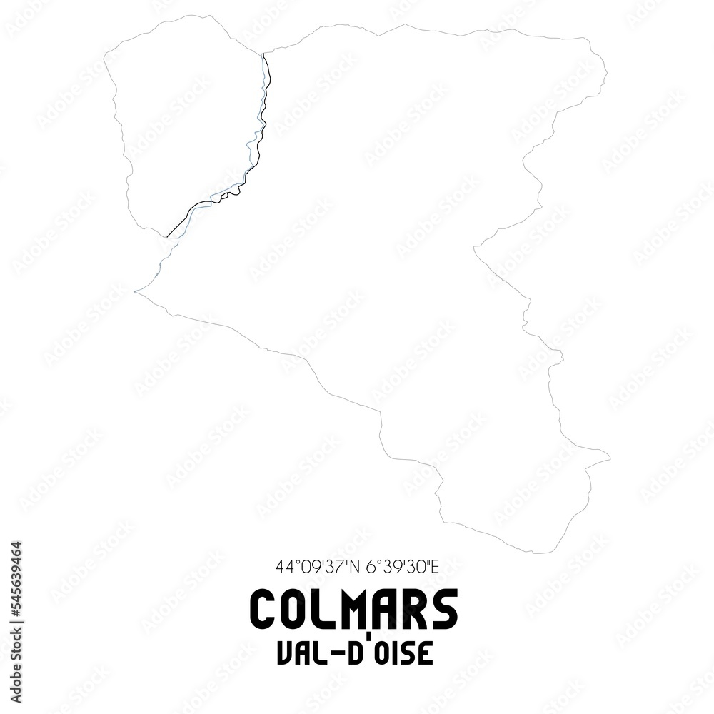 COLMARS Val-d'Oise. Minimalistic street map with black and white lines.
