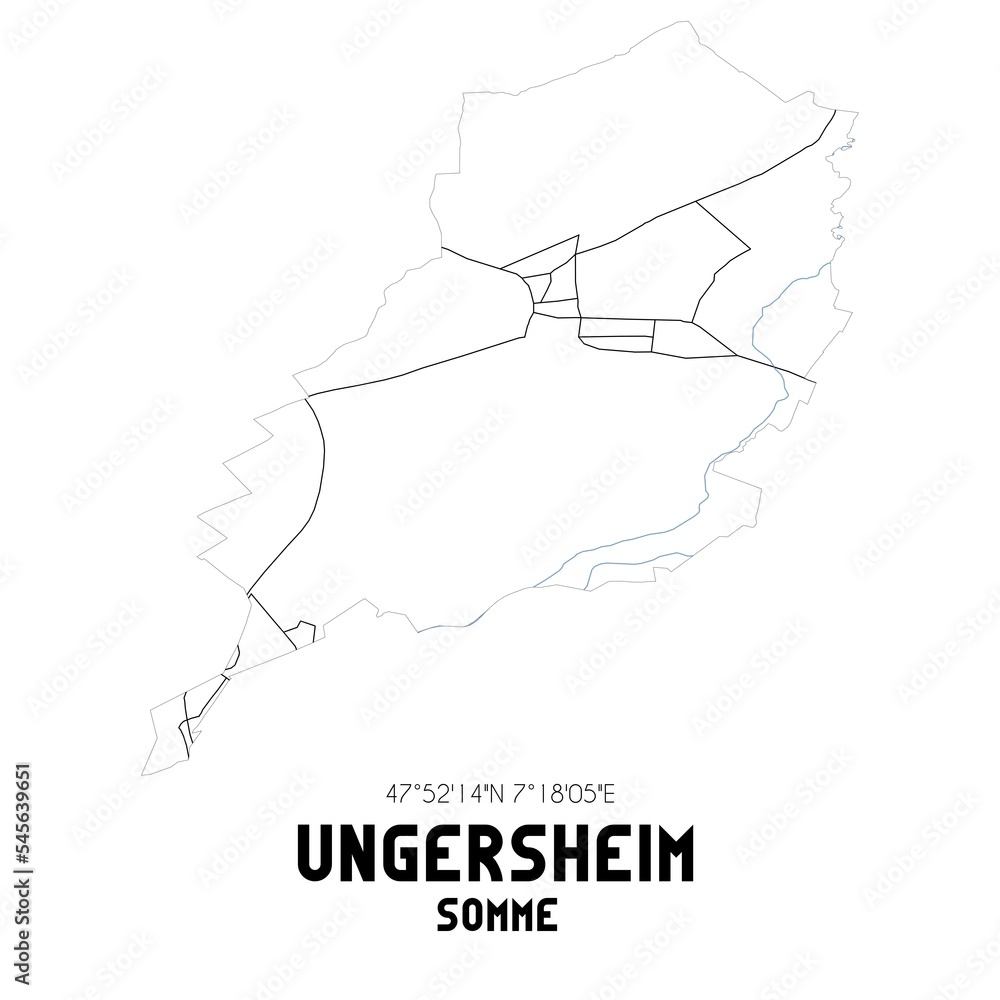 UNGERSHEIM Somme. Minimalistic street map with black and white lines.