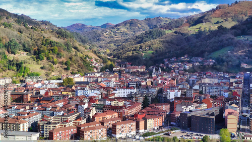 Aerial view of Mieres city, Asturias, Spain photo