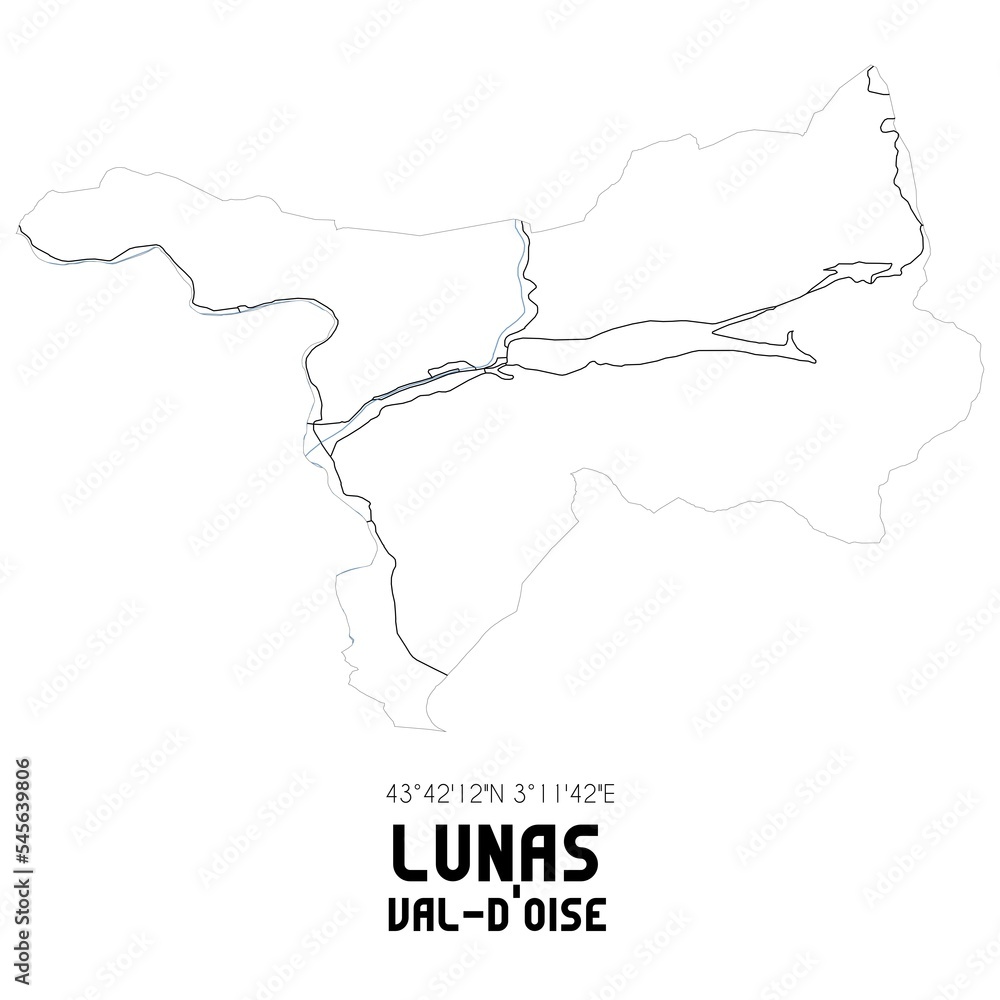 LUNAS Val-d'Oise. Minimalistic street map with black and white lines.