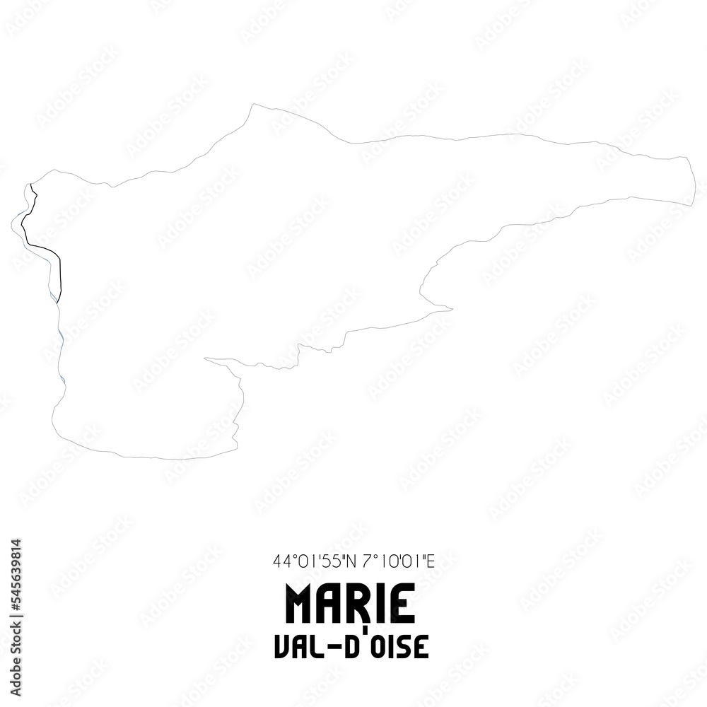 MARIE Val-d'Oise. Minimalistic street map with black and white lines. MARIE Val-d'Oise. Minimalistic street map with black and white lines.