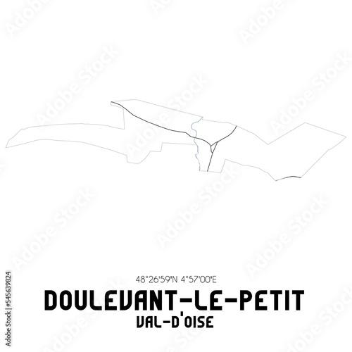 DOULEVANT-LE-PETIT Val-d'Oise. Minimalistic street map with black and white lines.