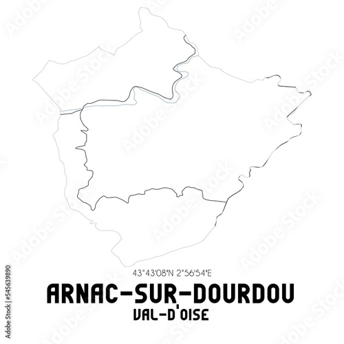 ARNAC-SUR-DOURDOU Val-d Oise. Minimalistic street map with black and white lines.