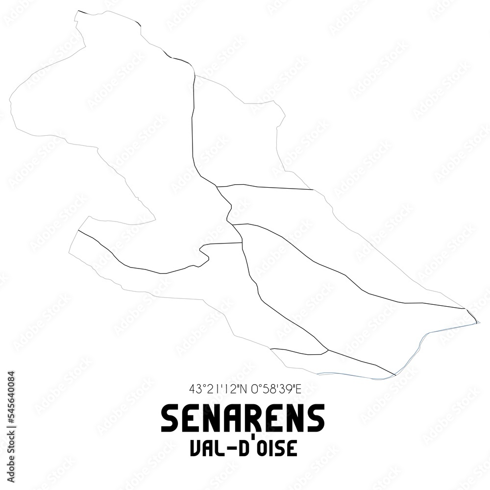 SENARENS Val-d'Oise. Minimalistic street map with black and white lines.