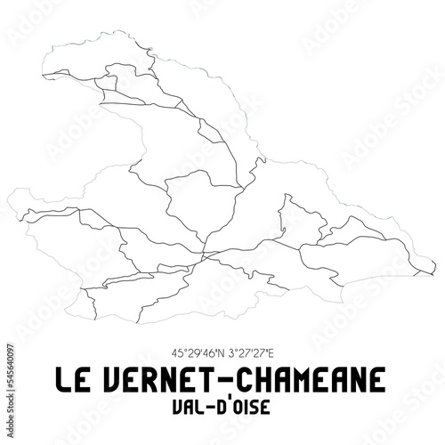 LE VERNET-CHAMEANE Val-d'Oise. Minimalistic street map with black and white lines.