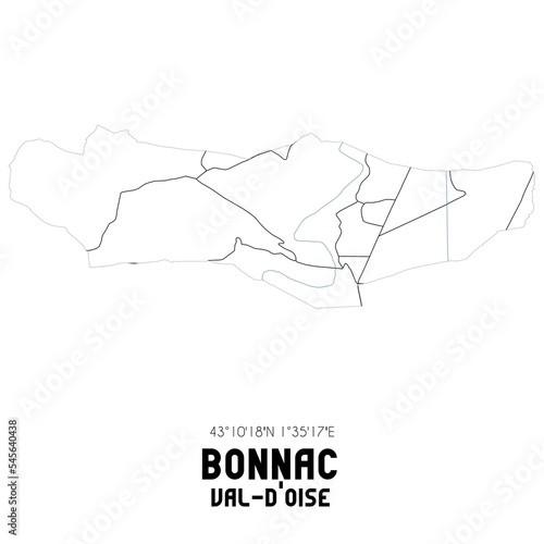 BONNAC Val-d'Oise. Minimalistic street map with black and white lines.