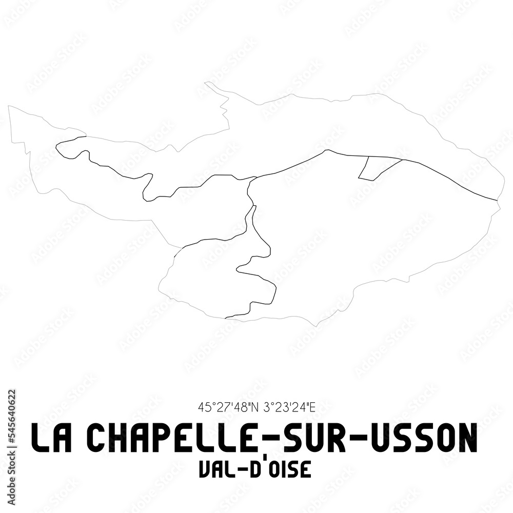 LA CHAPELLE-SUR-USSON Val-d'Oise. Minimalistic street map with black and white lines.