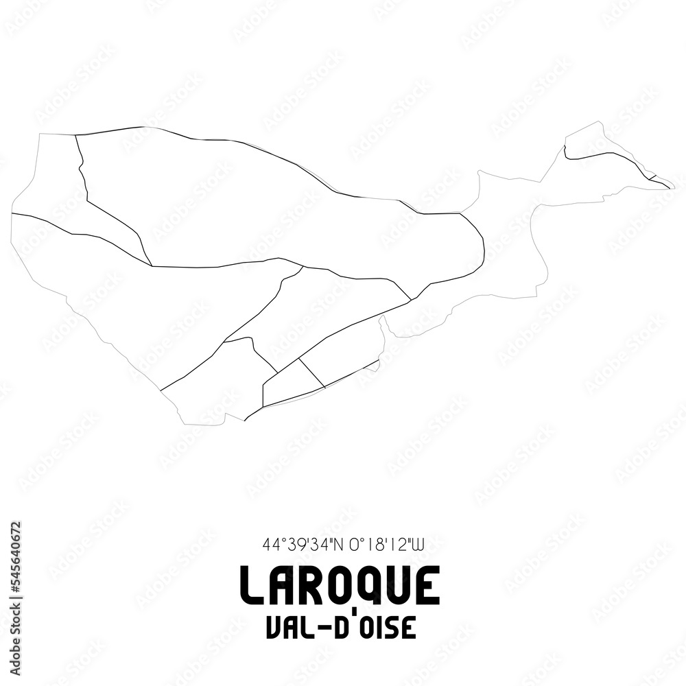 LAROQUE Val-d'Oise. Minimalistic street map with black and white lines.