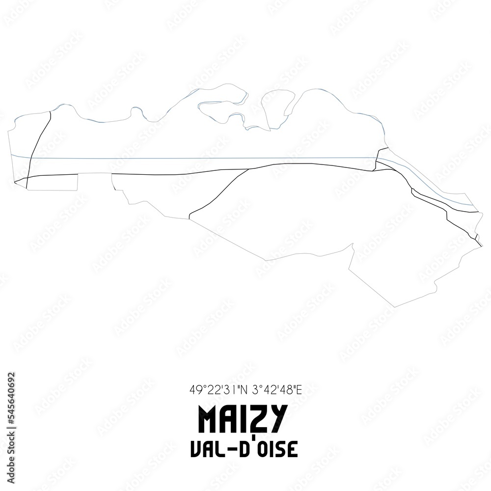 MAIZY Val-d'Oise. Minimalistic street map with black and white lines.