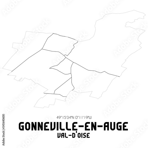 GONNEVILLE-EN-AUGE Val-d Oise. Minimalistic street map with black and white lines.