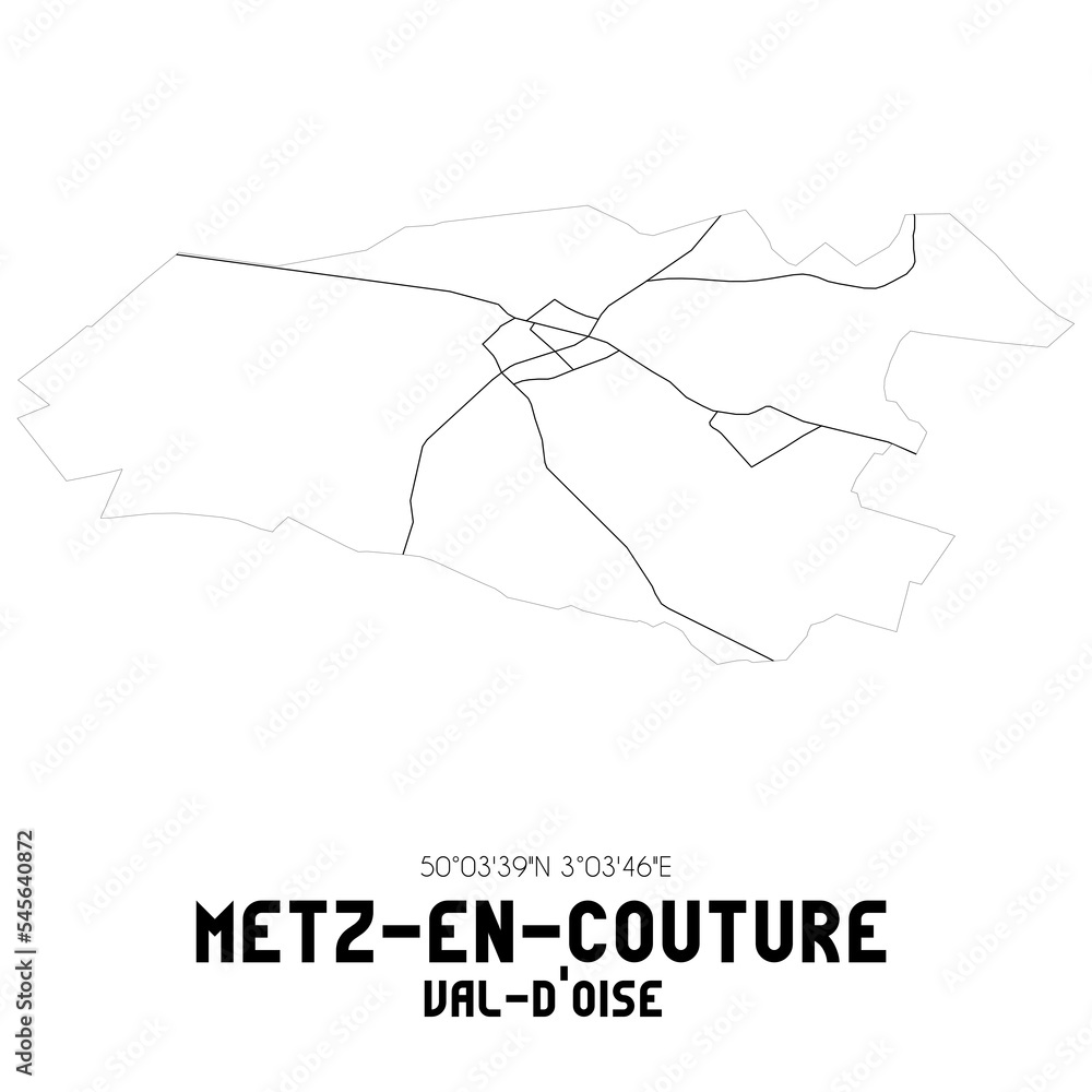 METZ-EN-COUTURE Val-d'Oise. Minimalistic street map with black and white lines. METZ-EN-COUTURE Val-d'Oise. Minimalistic street map with black and white lines.