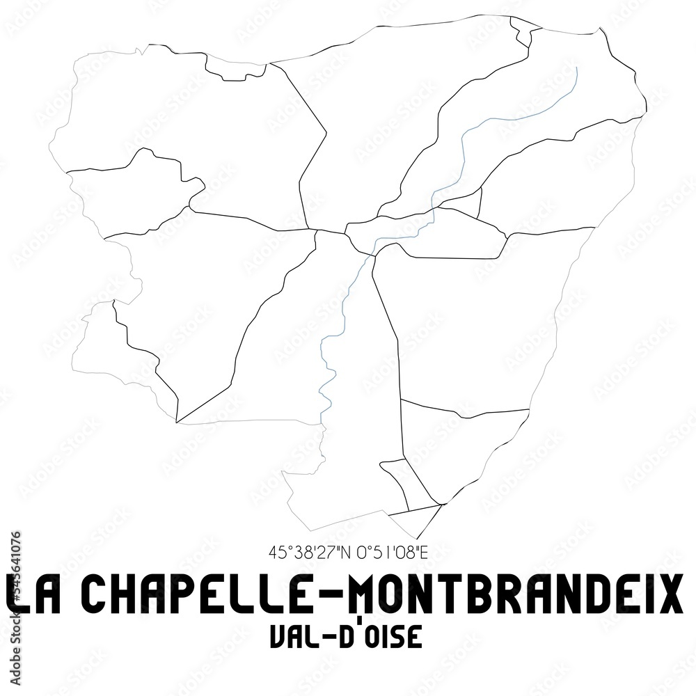 LA CHAPELLE-MONTBRANDEIX Val-d'Oise. Minimalistic street map with black and white lines.