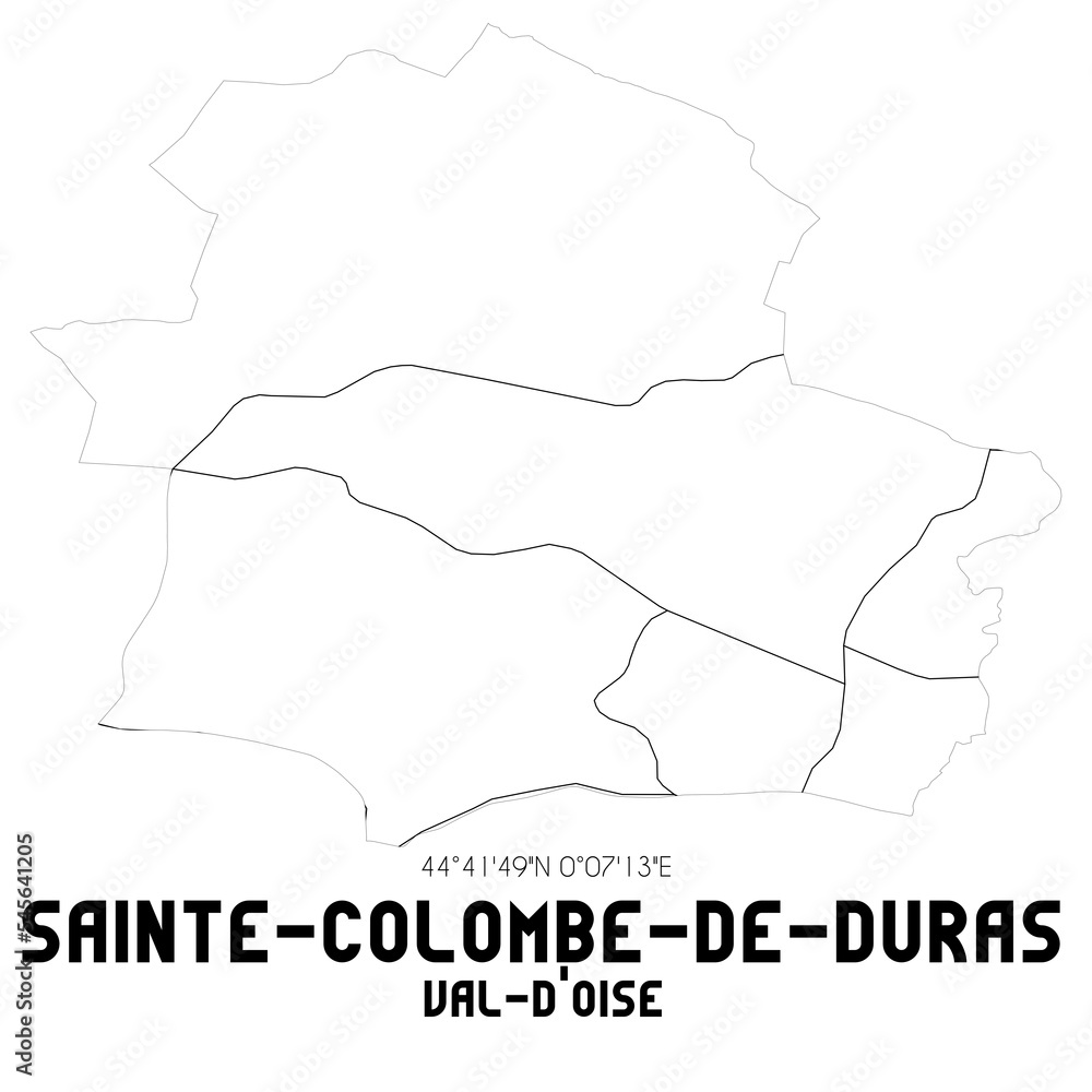 SAINTE-COLOMBE-DE-DURAS Val-d'Oise. Minimalistic street map with black and white lines.
