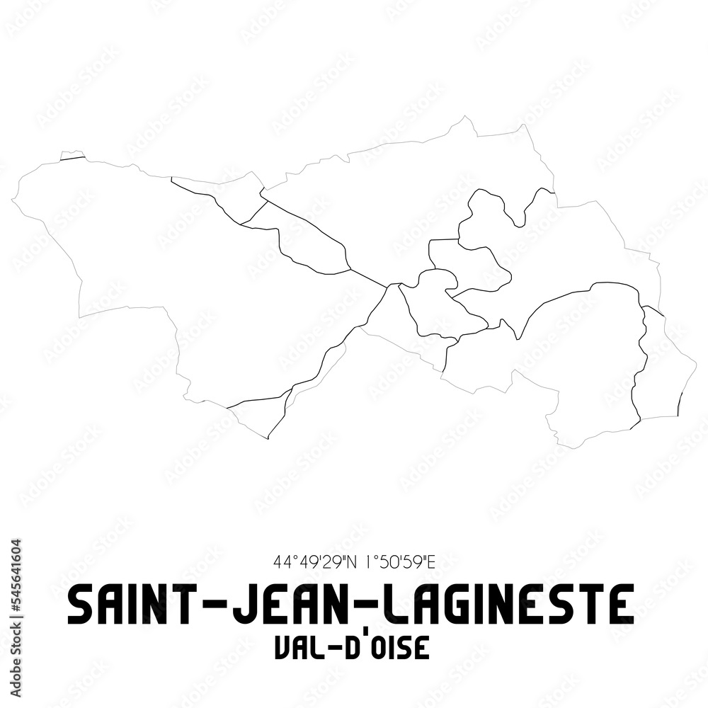 SAINT-JEAN-LAGINESTE Val-d'Oise. Minimalistic street map with black and white lines.
