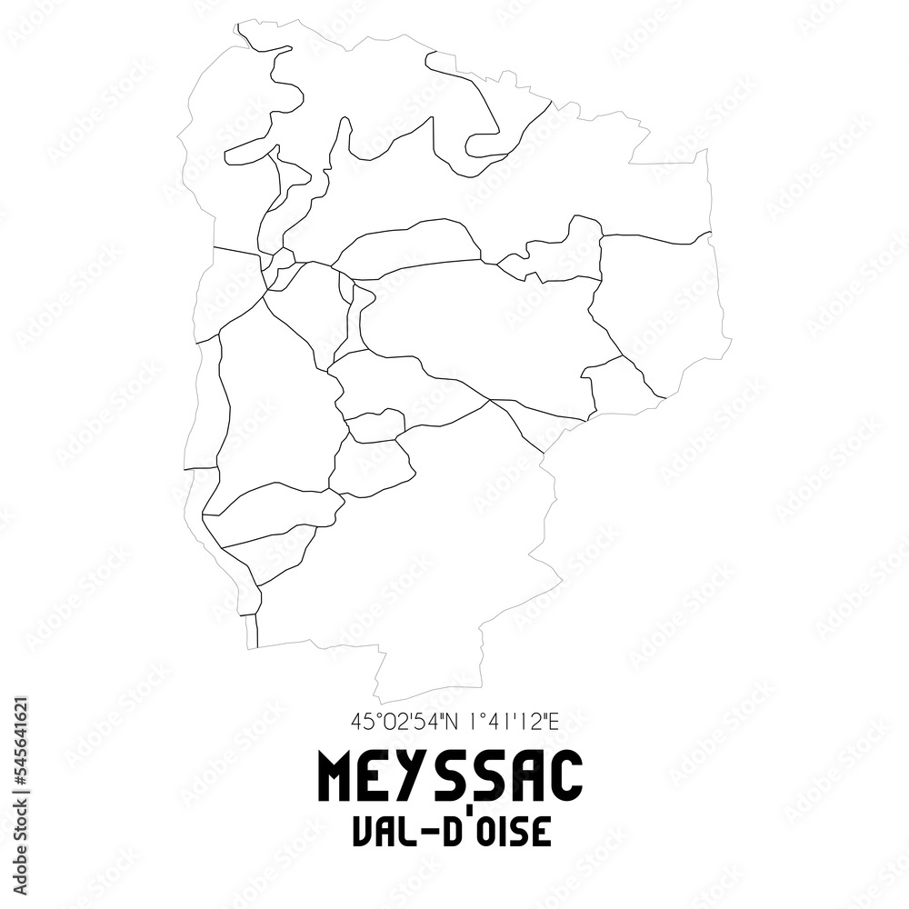 MEYSSAC Val-d'Oise. Minimalistic street map with black and white lines.