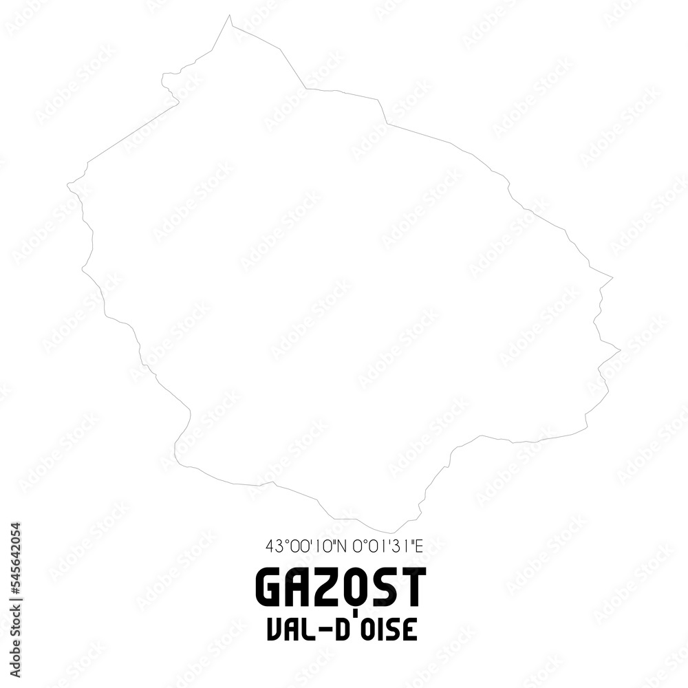 GAZOST Val-d'Oise. Minimalistic street map with black and white lines.