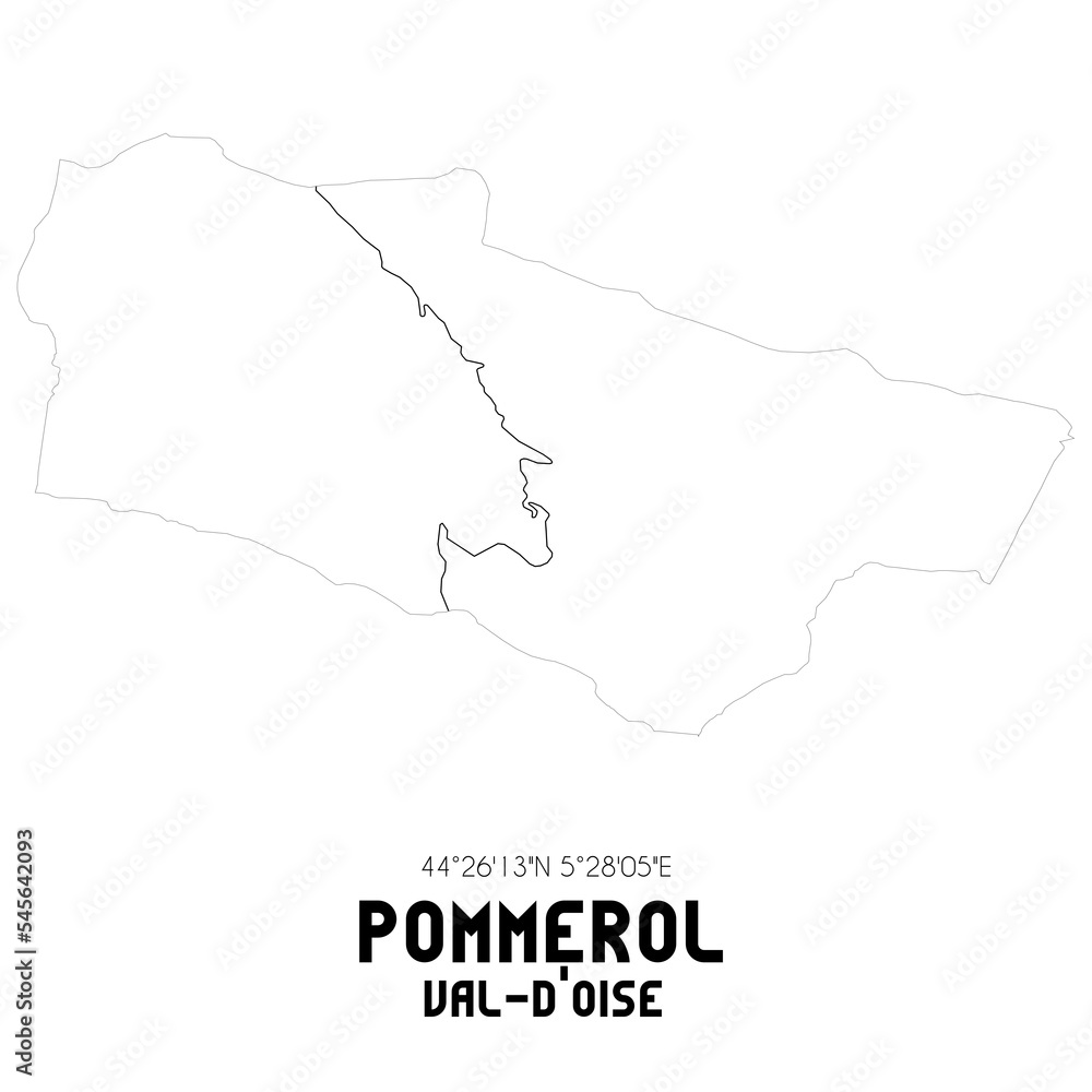POMMEROL Val-d'Oise. Minimalistic street map with black and white lines.