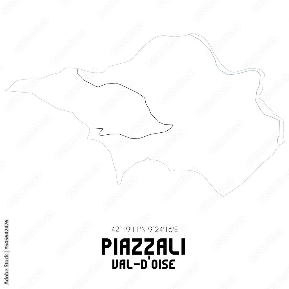 PIAZZALI Val-d'Oise. Minimalistic street map with black and white lines. PIAZZALI Val-d'Oise. Minimalistic street map with black and white lines.