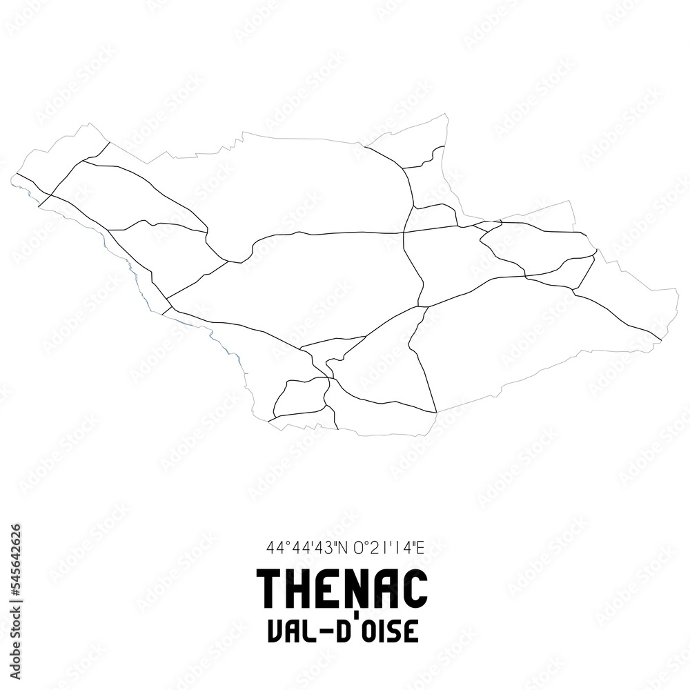 THENAC Val-d'Oise. Minimalistic street map with black and white lines. THENAC Val-d'Oise. Minimalistic street map with black and white lines.