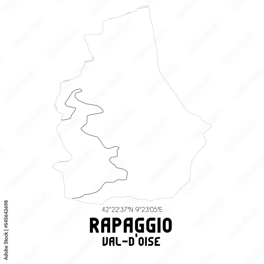 RAPAGGIO Val-d'Oise. Minimalistic street map with black and white lines. RAPAGGIO Val-d'Oise. Minimalistic street map with black and white lines.