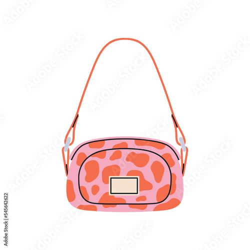 Illustration of crossbody textile bag. Ideal for everyday life, street style. Stylish handbag. Fashion and lifestyle. Hand drawn vector illustration isolated on white background.