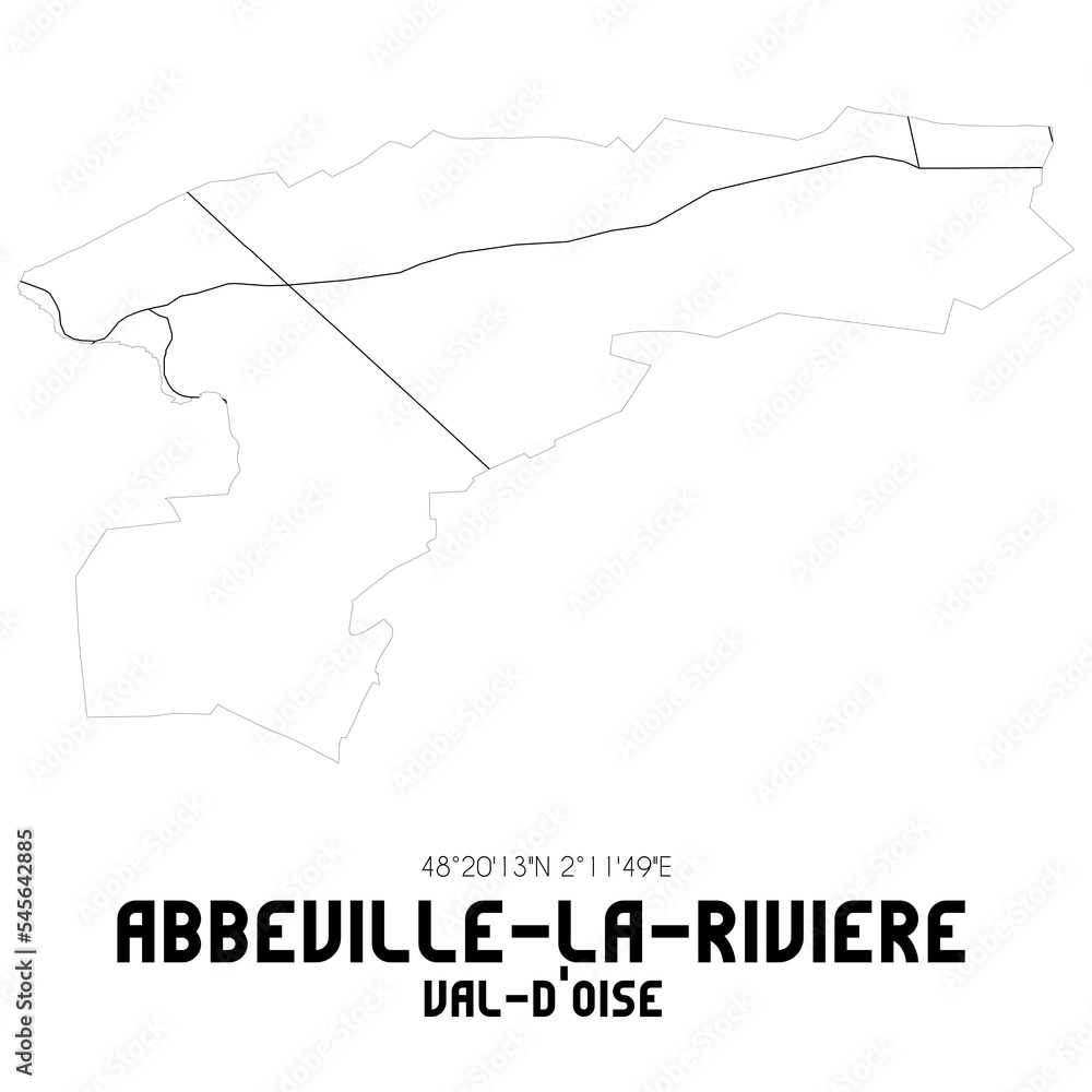 ABBEVILLE-LA-RIVIERE Val-d'Oise. Minimalistic street map with black and white lines. ABBEVILLE-LA-RIVIERE Val-d'Oise. Minimalistic street map with black and white lines.