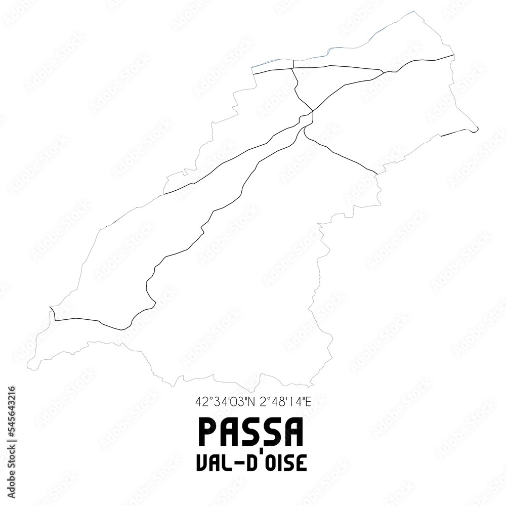 PASSA Val-d'Oise. Minimalistic street map with black and white lines. PASSA Val-d'Oise. Minimalistic street map with black and white lines.