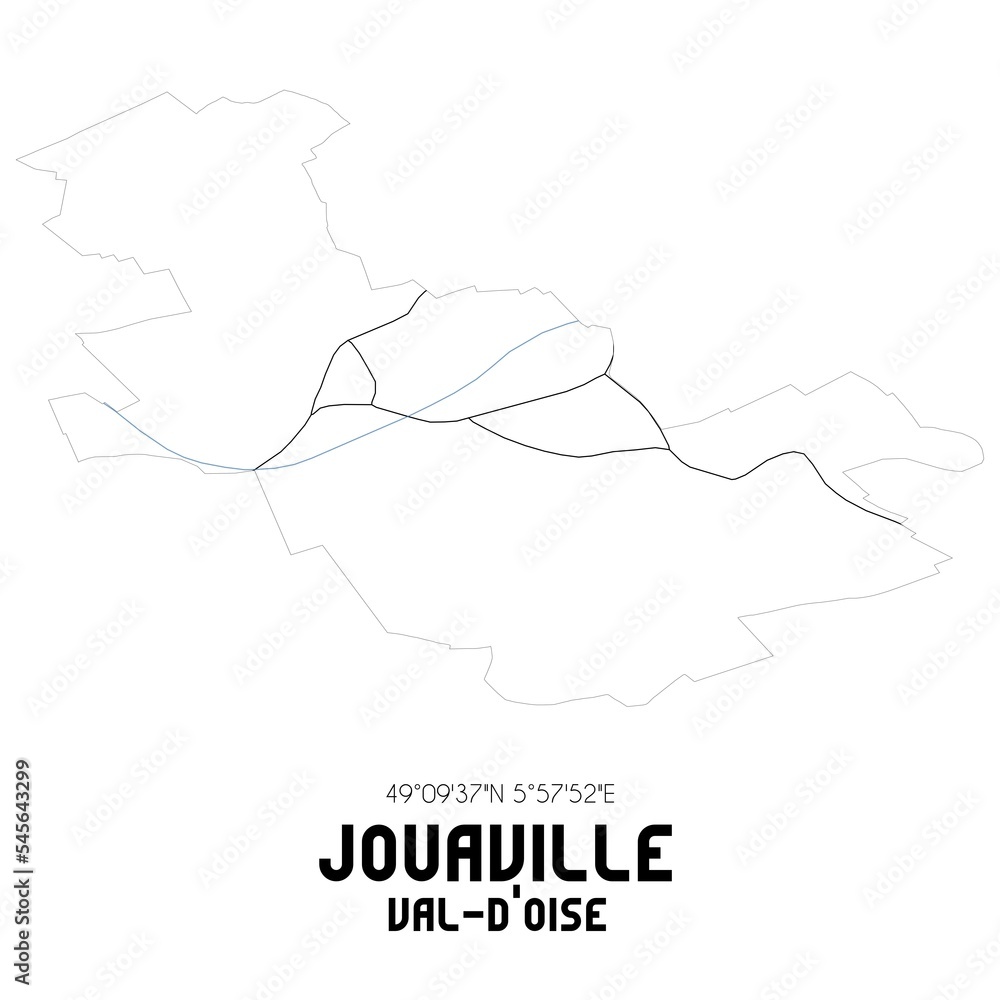 JOUAVILLE Val-d'Oise. Minimalistic street map with black and white lines.
