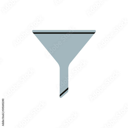 Hand drawn vector illustration of a funnel which is used for guiding liquid or powder into a small opening. Dark room supplies and kitchenware. Retro film development concept.