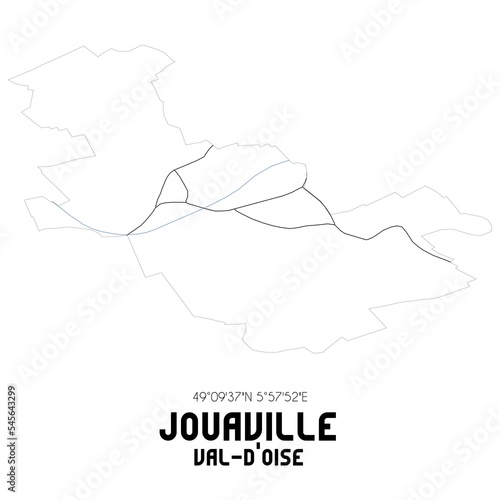 JOUAVILLE Val-d'Oise. Minimalistic street map with black and white lines.