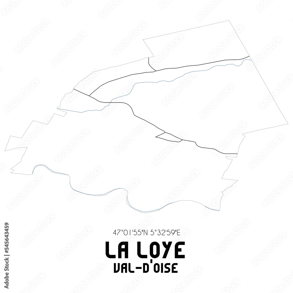 LA LOYE Val-d'Oise. Minimalistic street map with black and white lines.