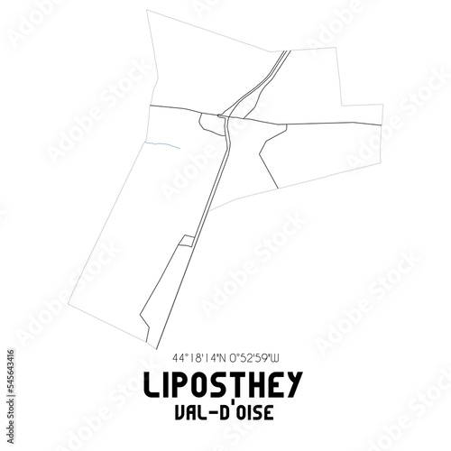 LIPOSTHEY Val-d'Oise. Minimalistic street map with black and white lines.