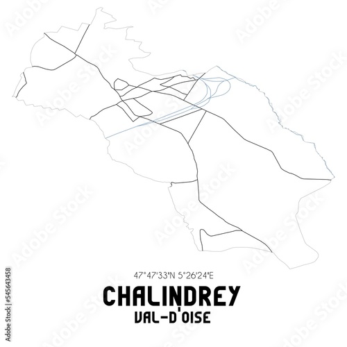 CHALINDREY Val-d'Oise. Minimalistic street map with black and white lines. photo