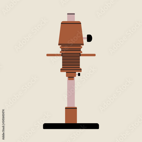 Hand drawn vector illustration of an enlarger. A machine for enlarging or reducing negatives or positives. Dark room supplies. Retro film development and photo printing tools concept.