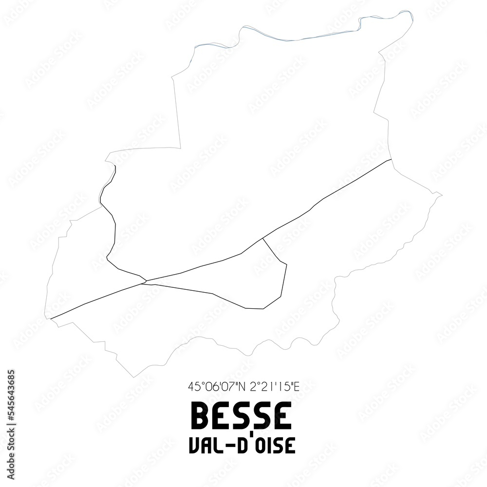BESSE Val-d'Oise. Minimalistic street map with black and white lines.