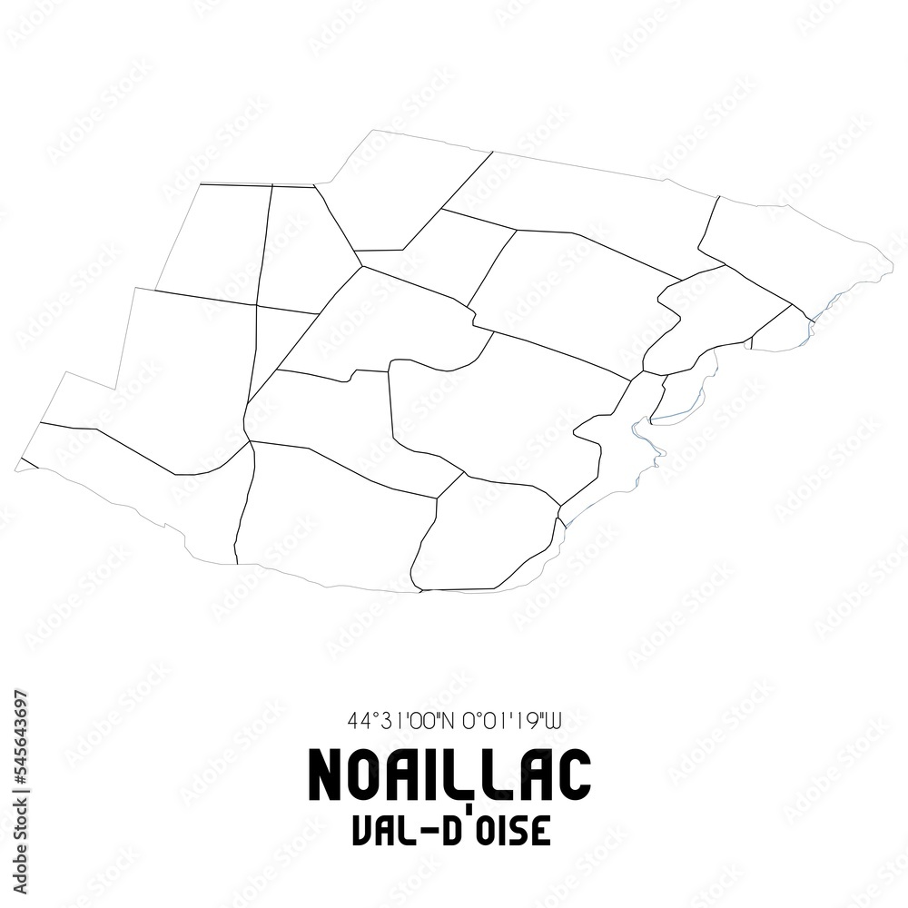 NOAILLAC Val-d'Oise. Minimalistic street map with black and white lines.