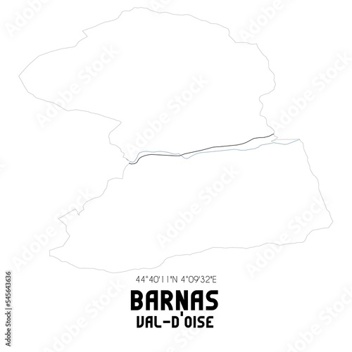 BARNAS Val-d Oise. Minimalistic street map with black and white lines.