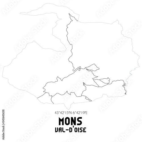 MONS Val-d'Oise. Minimalistic street map with black and white lines.