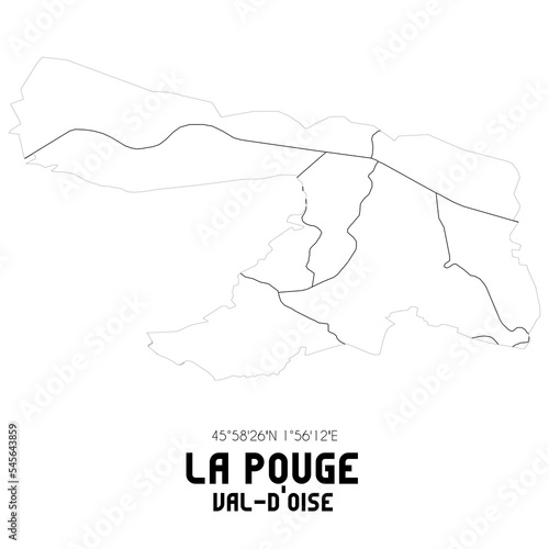 LA POUGE Val-d'Oise. Minimalistic street map with black and white lines. photo