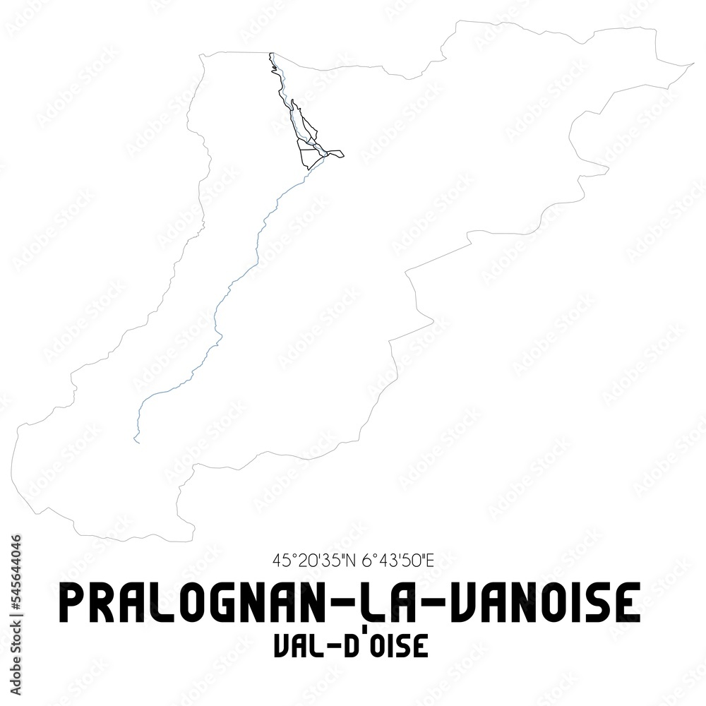 PRALOGNAN-LA-VANOISE Val-d'Oise. Minimalistic street map with black and white lines.