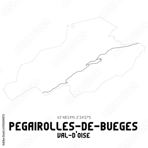 PEGAIROLLES-DE-BUEGES Val-d Oise. Minimalistic street map with black and white lines.