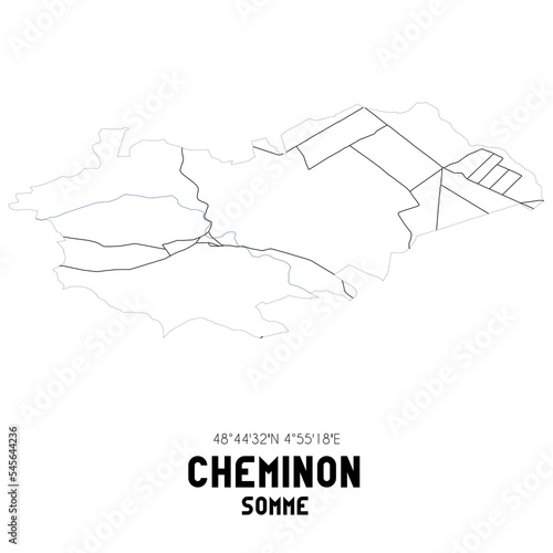 CHEMINON Somme. Minimalistic street map with black and white lines.