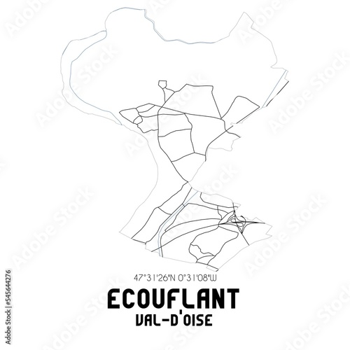 ECOUFLANT Val-d'Oise. Minimalistic street map with black and white lines.