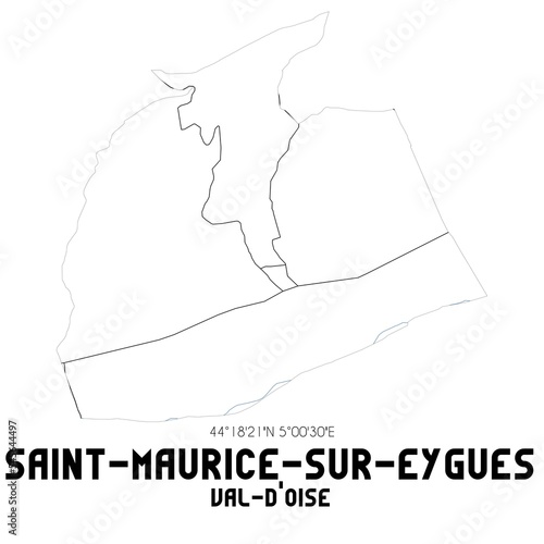 SAINT-MAURICE-SUR-EYGUES Val-d Oise. Minimalistic street map with black and white lines.