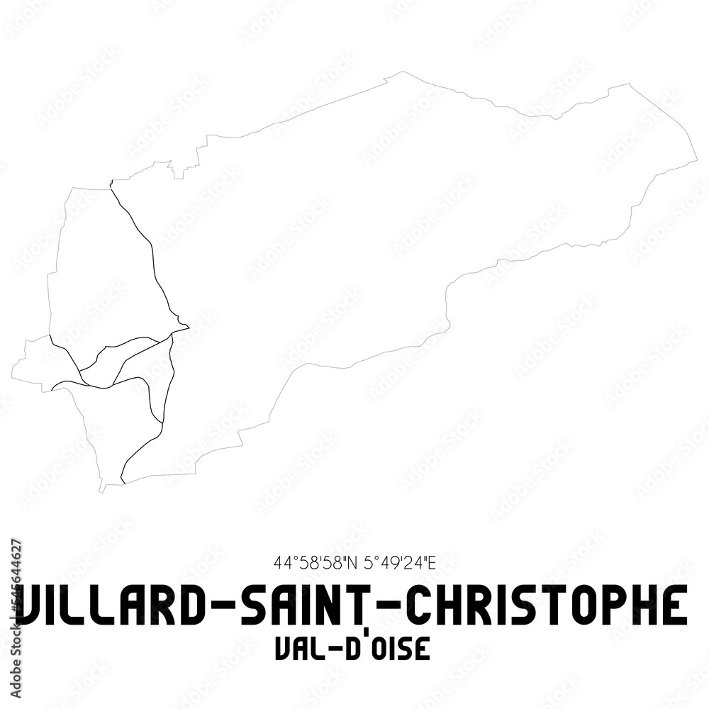 VILLARD-SAINT-CHRISTOPHE Val-d'Oise. Minimalistic street map with black and white lines.