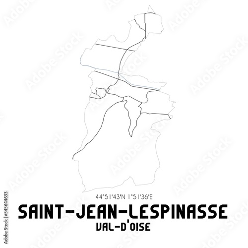 SAINT-JEAN-LESPINASSE Val-d'Oise. Minimalistic street map with black and white lines.