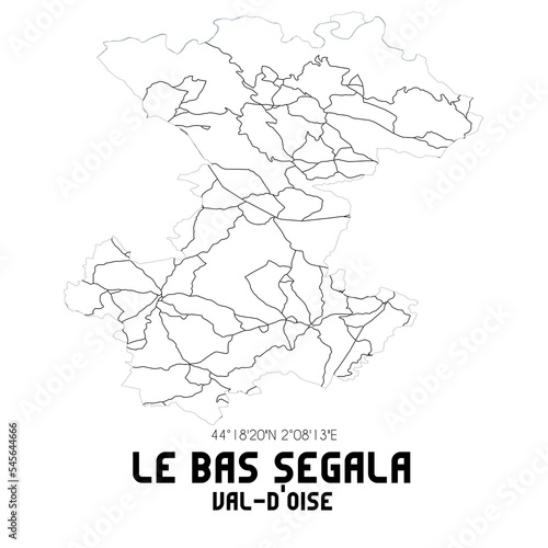 LE BAS SEGALA Val-d'Oise. Minimalistic street map with black and white lines.